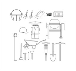Fototapeta na wymiar construction mason tool kit. illustration for web and mobile design.