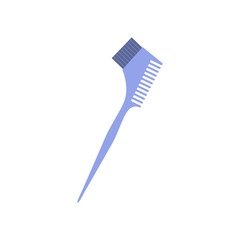Professional hair dye comb and hair brush isolated on white background. Simple equipment for a hairdresser. Cartoon element for hair coloring. Tool for stylish hairstyle icon. Flat vector illustration
