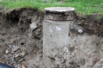 Sewerage well on the consruction site. Reconsruction 