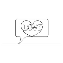 Continuous line drawing. Counter notification icon. Love. Valentine's day. Black isolated on white background. Hand drawn vector illustration. 