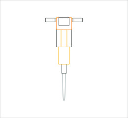 hydraulic hammer on site. illustration for web and mobile design.