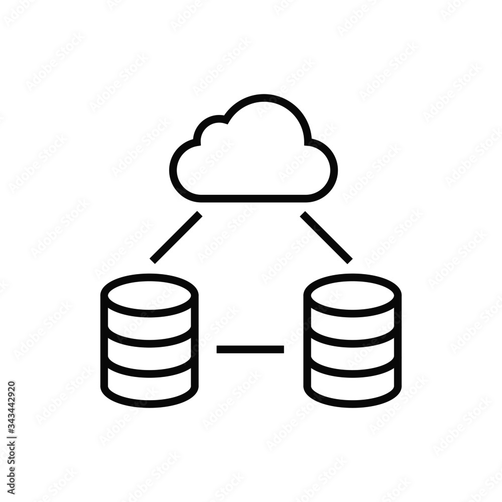 Aufkleber database and cloud technology vector illustration. server connection icon