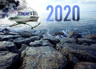 The helicopter that reads economy, catches fire and will fall at sea, illustrates the economic chaos of 2020