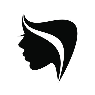 recommend clip art: Beautiful woman face silhouette with abstract hairdresser. Beauty logo, sign, symbol. Vector illustration. Hand drawing.