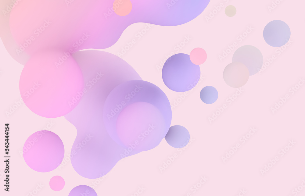 Aufkleber abstract 3d art background. holographic pastel floating liquid blobs, soap bubbles, metaballs.