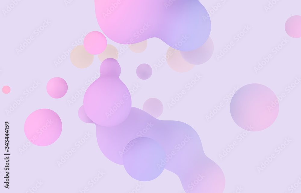 Aufkleber abstract 3d art background. holographic pastel floating liquid blobs, soap bubbles, metaballs.