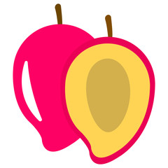 isolated illustration of a mango in colour in vector