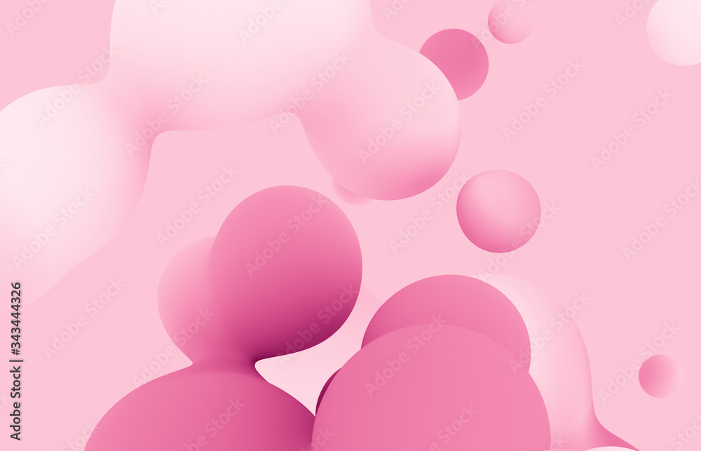Aufkleber abstract 3d art background. holographic pastel floating liquid blobs, soap bubbles, metaballs.