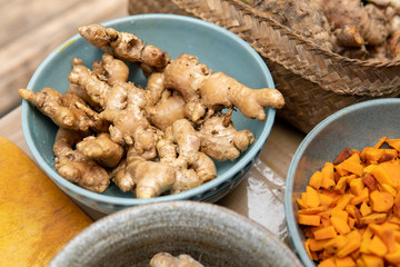 ginger and turmeric for jamu traditional javanese drink