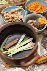 jamu herbal drink spice ingredient close up