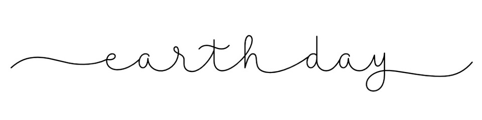 EARTH DAY black vector monoline calligraphy banner with swashes