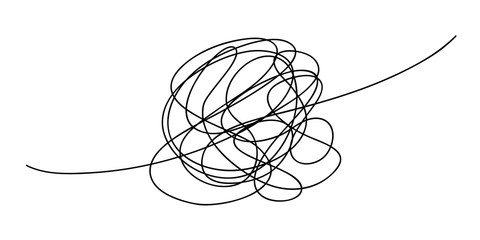 Scribble chaos line brush stroke, vector doodle sketch circle - obrazy, fototapety, plakaty