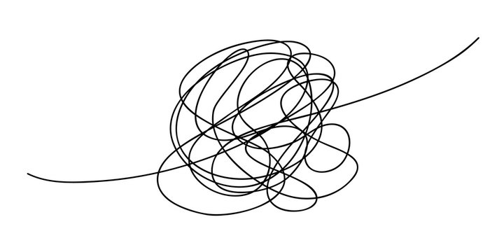 Scribble Chaos Line Brush Stroke, Vector Doodle Sketch Circle