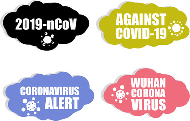 2019-ncov. Coronavirus icon. Against Covid-19. Wuhan Corona Virus. Coronavirus Alert. Sign set isolated on white background