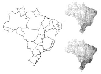 Brazil outline map administrative regions