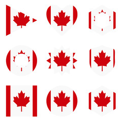 Set of nine form Canada. Vector icons. National flag of the