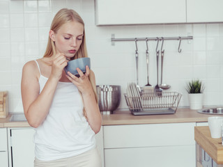 Woman kitchen home portrait lifestyle