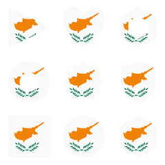 Set of nine form Cyprus. Vector icons. National flag of the