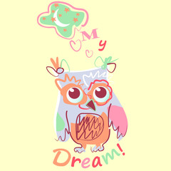 Cartoon cute owl vector character illustration. My dream collection