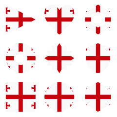 Obraz premium Set of nine form Georgia. Vector icons. National flag of the