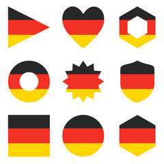 Set of nine form Germany. Vector icons. National flag of the