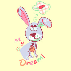 Cute little bunny vector character illustration. My dream collection