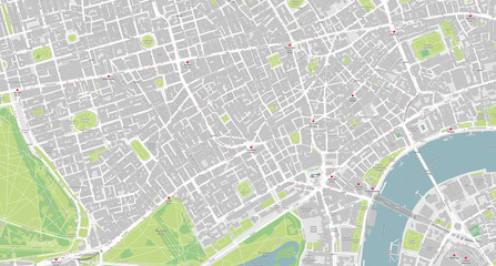 Detailed map of Mayfair, Soho, Holborn – London UK