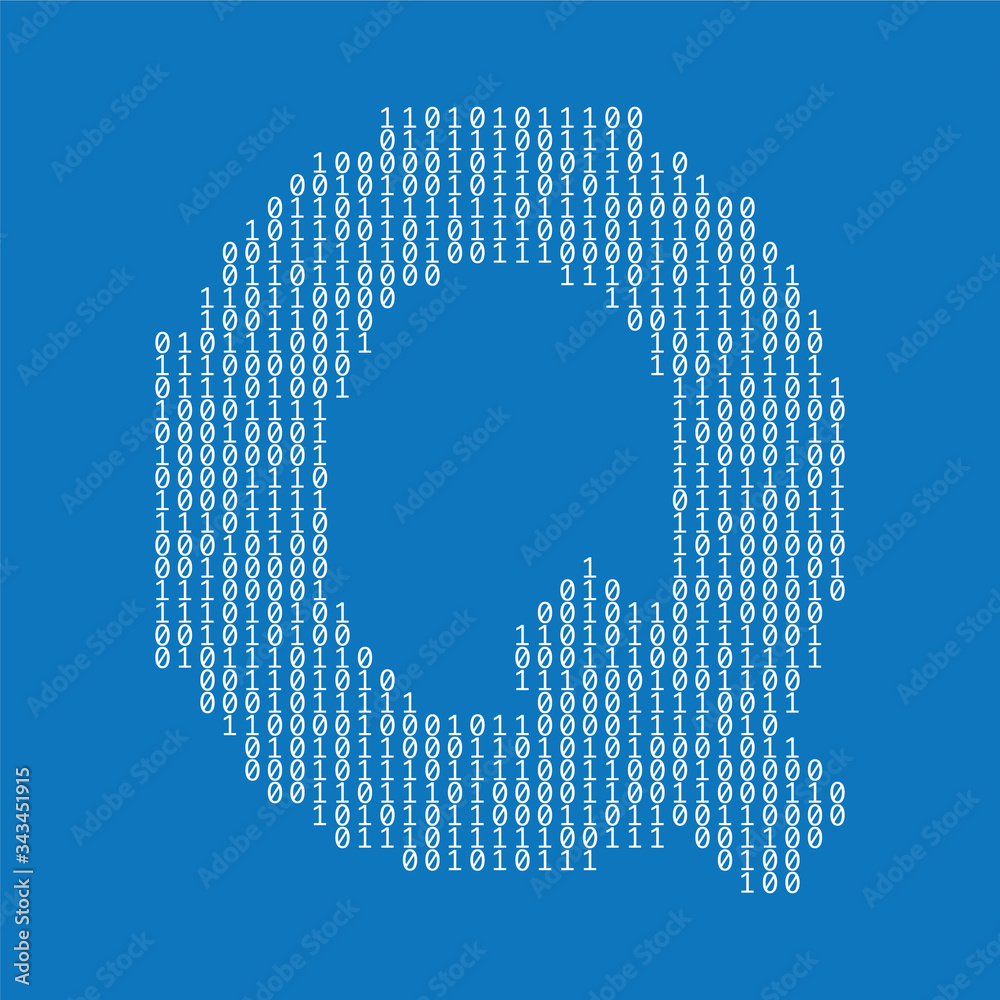 Wall mural Letter Q made from binary code digits. Technology background - Wall murals