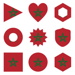 Set of nine form Morocco. Vector icons. National flag of the