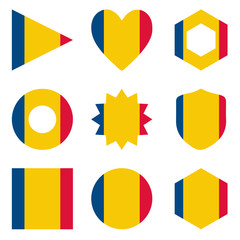 Fototapeta premium Set of nine form Romania. Vector icons. National flag of the