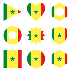 Set of nine form Senegal. Vector icons. National flag of the
