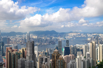 Fototapeta na wymiar Panoramic view of Hong Kong and Kowloon
