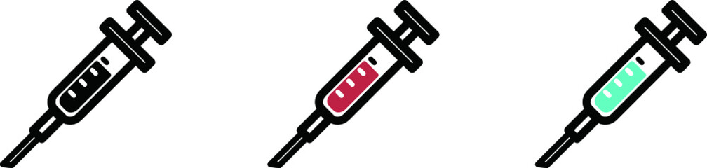 注射のアイコンのセット／イラスト／医療