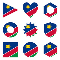 Set of nine form Namibia. Vector icons. National flag of the Namibia