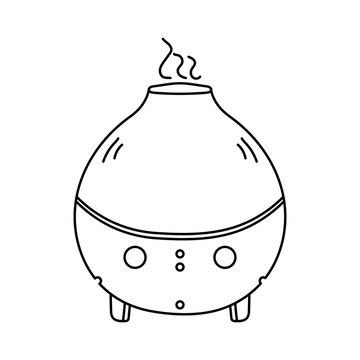 recommend clip art: Air humidifier with steam jet outline icon. Electronic device for wetting indoor air. Illustration for fight against dry skin, good for breathing. Vector illustration isolated on white background.