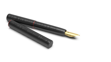 3d rendering of detailed closeup of a pen lying on a paper