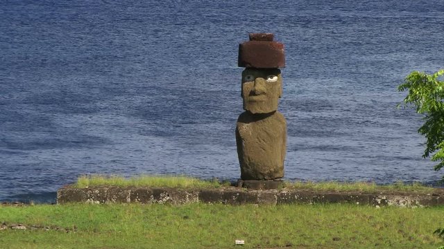 Easter Island Moai monuments on sunny day Chile