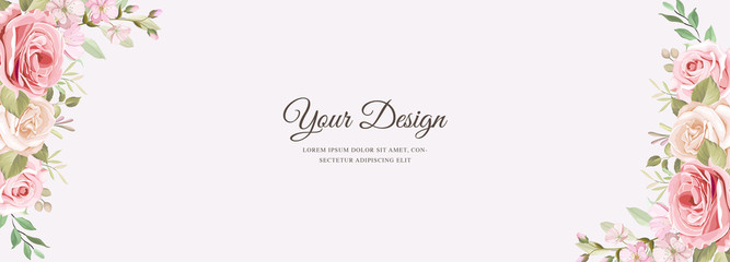 Obraz premium beautiful banner floral and leaves template