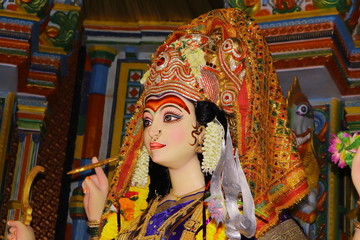 Goddess Durga in Traditional Indian costume