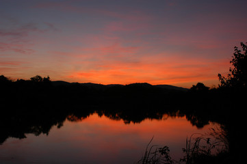 Silhouetted sunset, Kruger National Park, South Africa