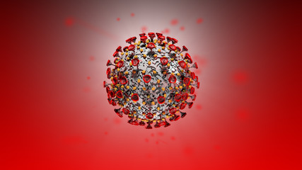 Coronavirus COVID-19 under the microscope. 3d illustration