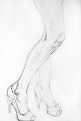 human's figure, pencil drawing illustration, sketch