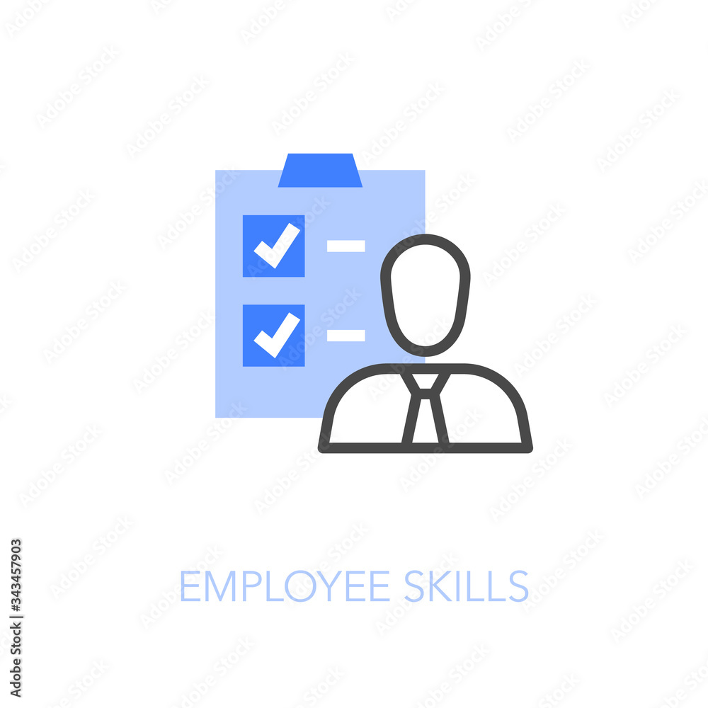 Poster Employee skills symbol with a human and checklist. Easy to use for your website or presentation.
