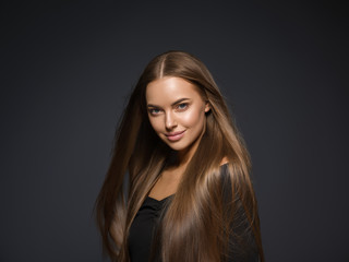 Naklejka premium Long smooth hair woman natural skin beauty