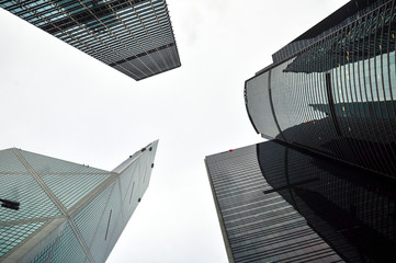 Fototapeta na wymiar HONG KONG, June,10 2013: Citibank Plaza & Bank of China.Citibank Plaza is modern glass and steel office complex that comprises Citibank Tower, ICBC Tower