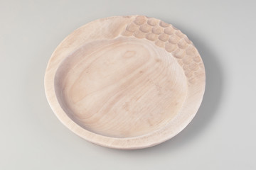 Empty Wooden Plate (Bowl) on white background