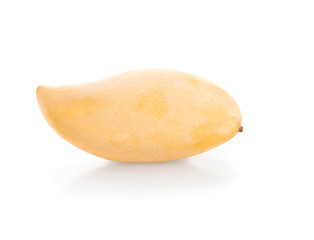 one yellow mango on white background