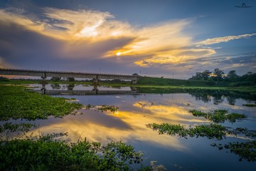 Obraz premium Beautiful Landscape Of World's Biggest River Island, Majuli.