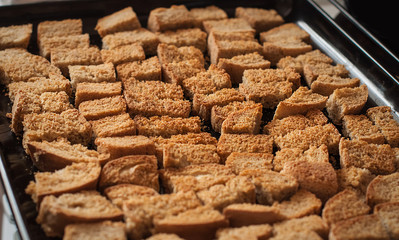 Home cooked rusks on a pan taken out of the oven