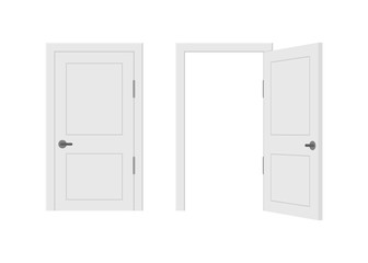 Open end closed door. Interior design. Business concept. Front view. Home office concept. Business success.